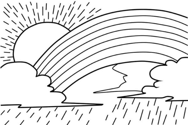 Радуга картинка раскраска