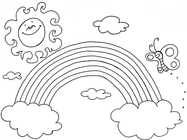 Радуга раскраска для детей цветная