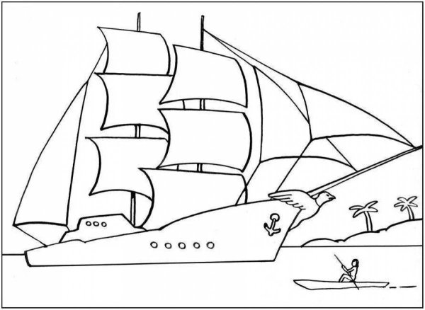 Корабль раскраска для детей