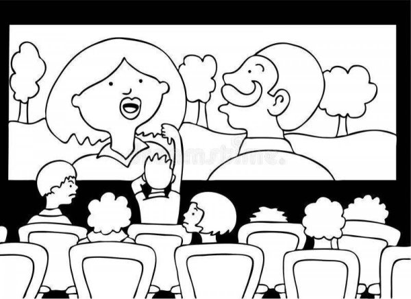 Кинотеатр раскраска для детей