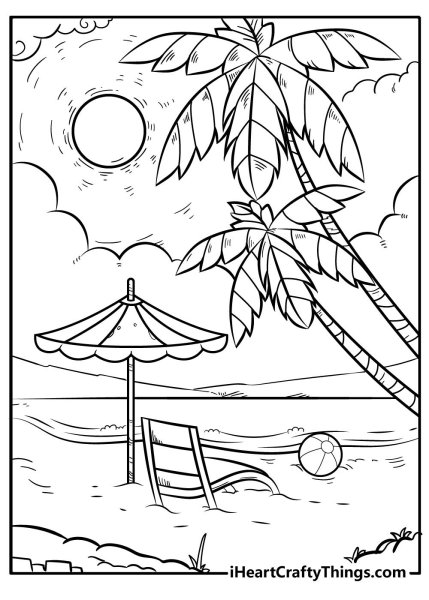 At the Beach Coloring Page