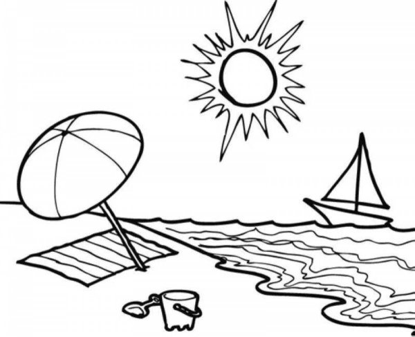 Раскраска пляж