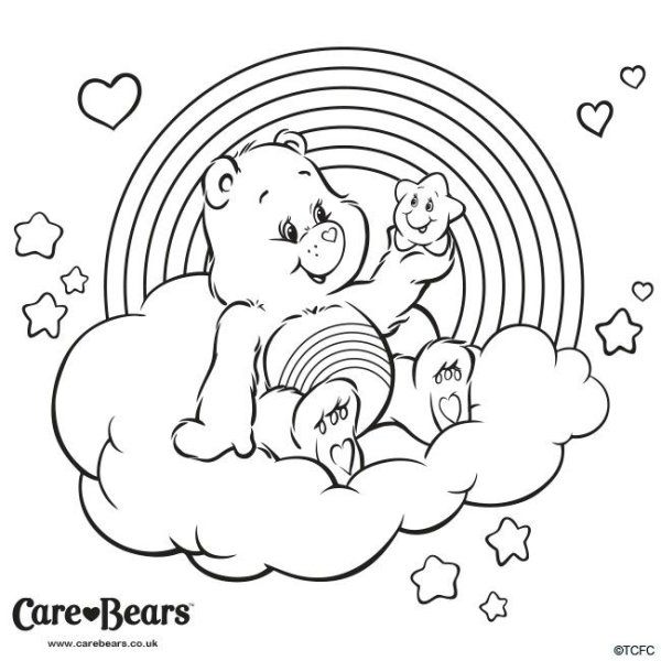 Раскраска Медвежонок на облаке