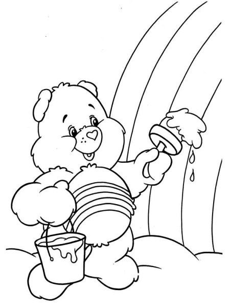 Раскраска мишка с радугой