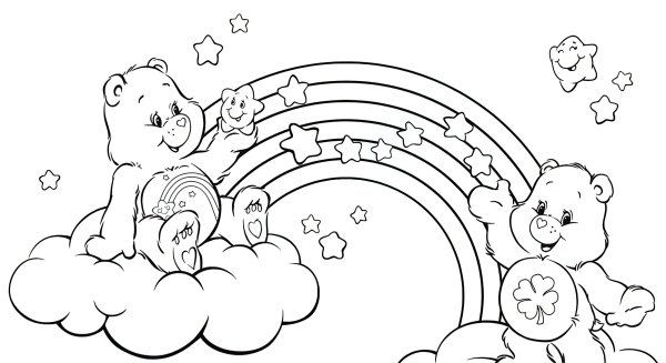 Медвежонок с радугой раскраска