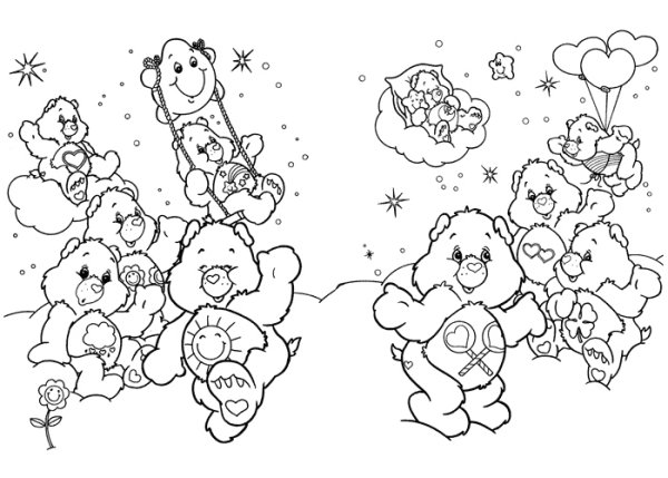 Радужные мишки раскраска