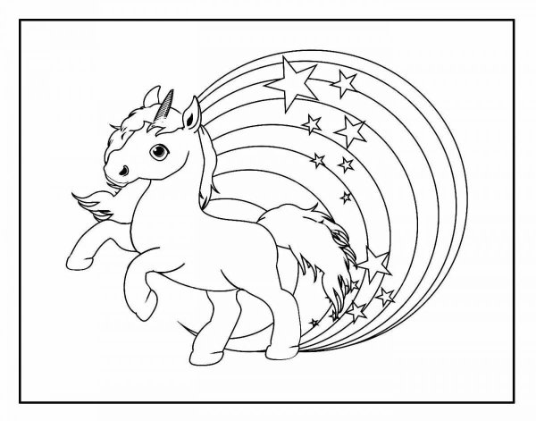 Радужные Единорожки раскраска