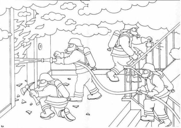 Раскраска пожарный для детей