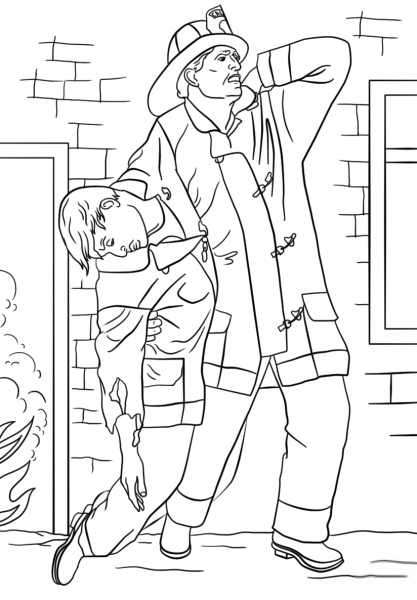 Раскраска пожарный