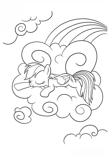 Раскраска Единорог Радуга Дэш