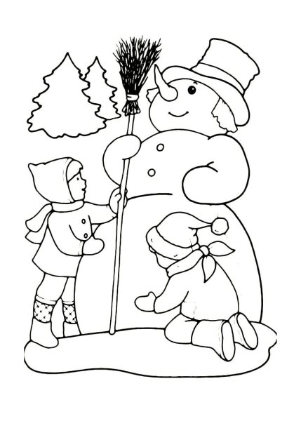 Зима раскраска для детей