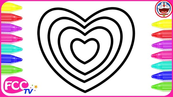 Радуга с сердечками раскраска