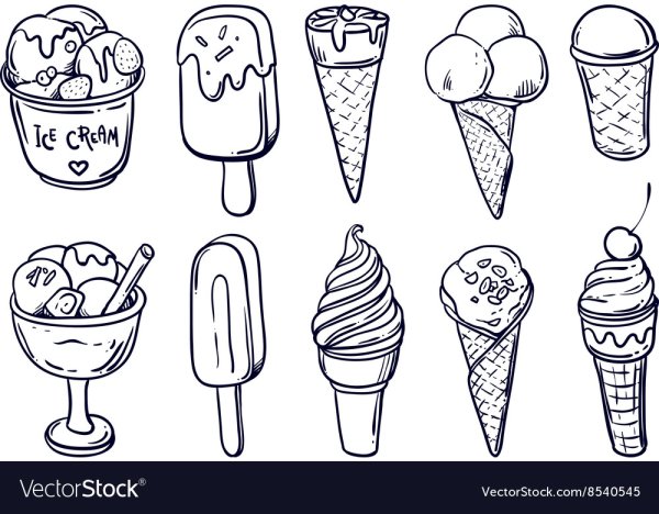 Много мороженого раскраска