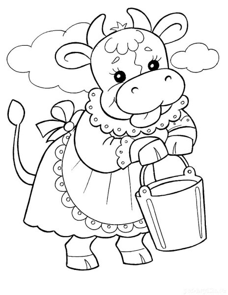 Корова раскраска для малышей