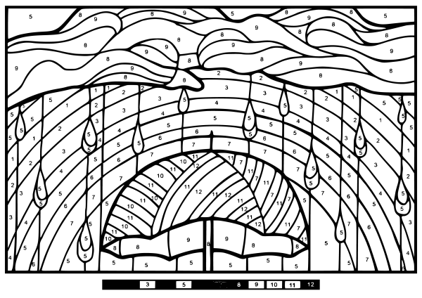 Раскраска Радуга по цифрам