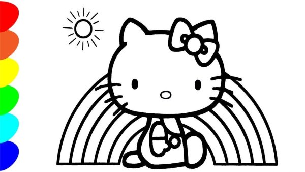 Кошка Китти раскраска