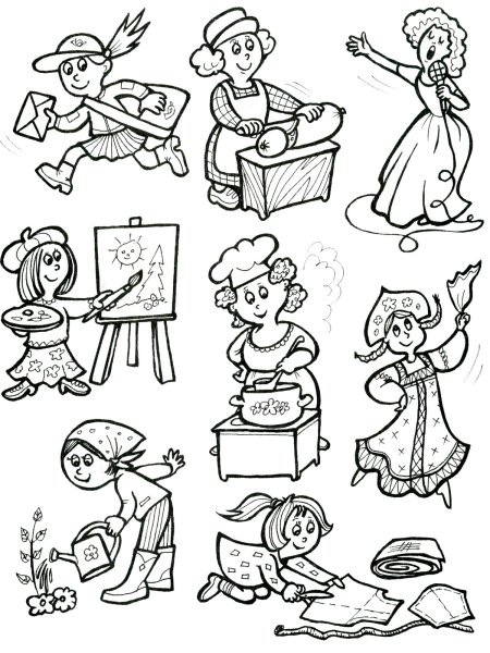 Раскраски с заданиями профессии