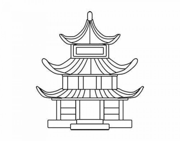 Китайские домики карандашом