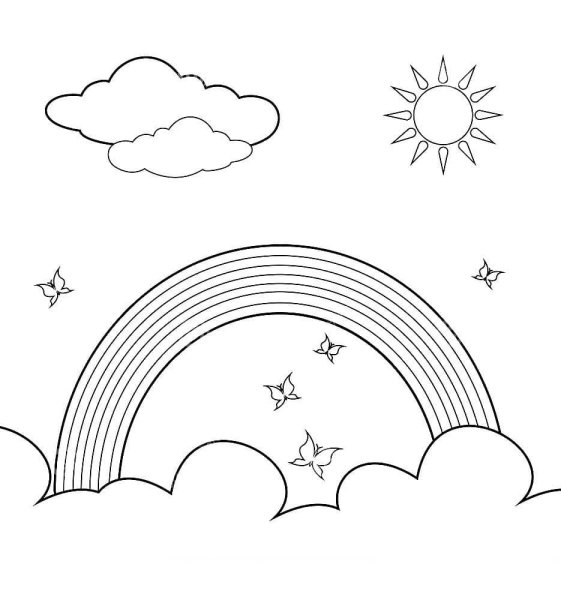 Радуга картинка для детей раскраска
