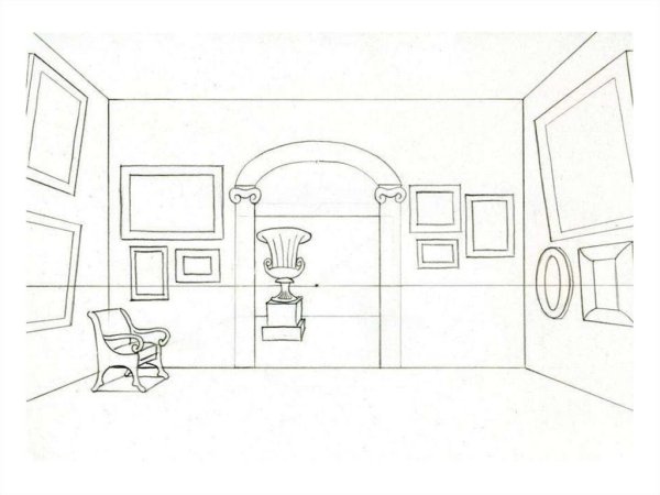 Интерьер музея рисунок