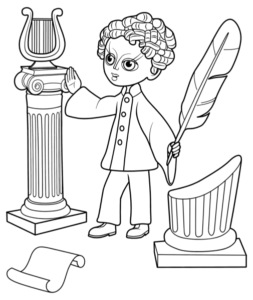 Поэт раскраска для детей