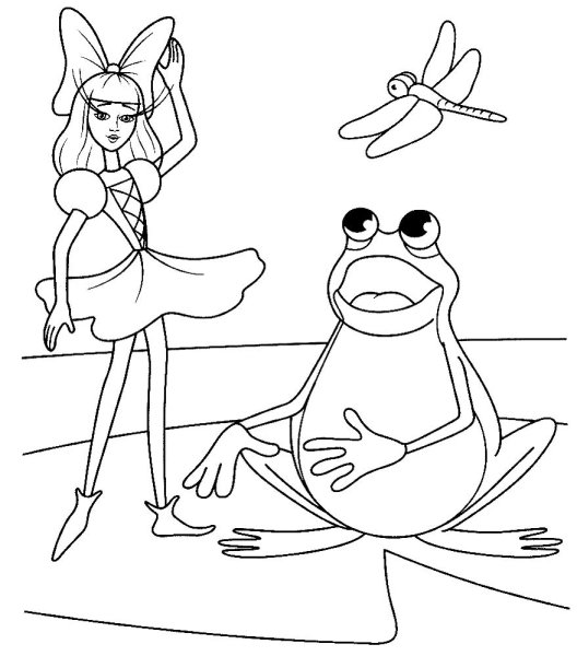 Раскраска к сказке Дюймовочка