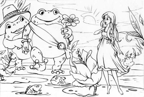 Раскраска к сказке Дюймовочка