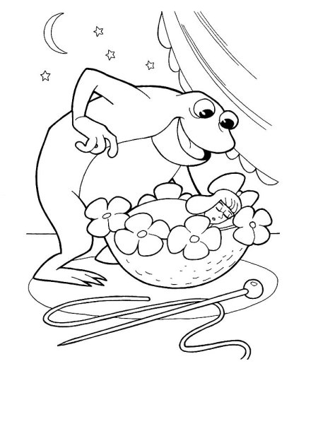 Ганс христиан Андерсен Дюймовочка раскраски