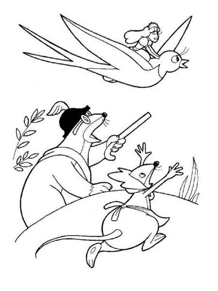 Раскраска Ханс Кристиан Андерсен Дюймовочка