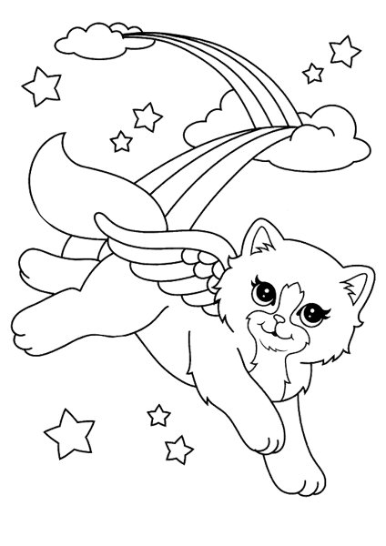 Раскраска котенок Единорог