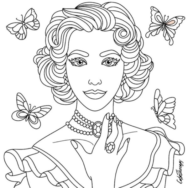 Картинки уверенной женщины нарисованные раскраска