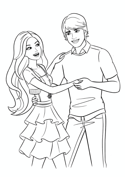 Раскраски для девочек Барби и Кен