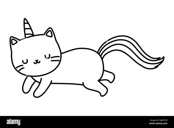 Раскраски кошки Единорожки