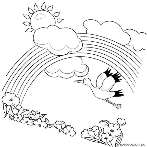 Радуга раскраска для детей