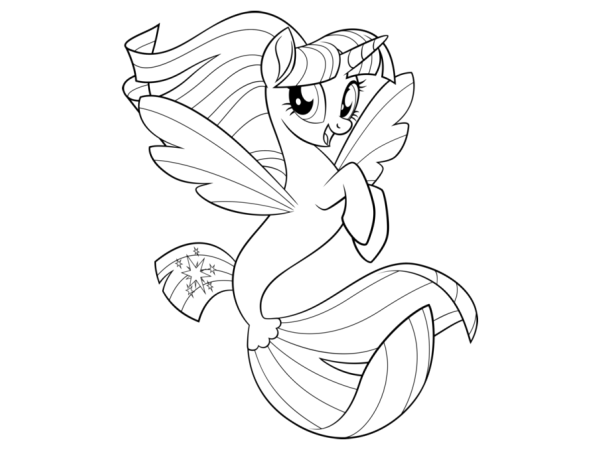 Раскраска пони Русалка Рарити