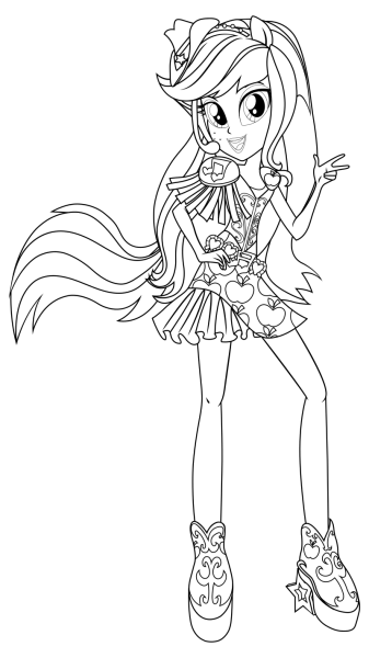 Раскраска пони Эквестрия герлз Эпплджек