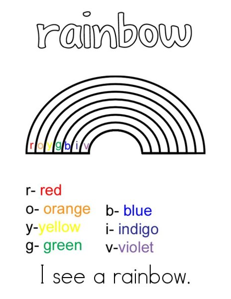 Раскраска Радуга на английском