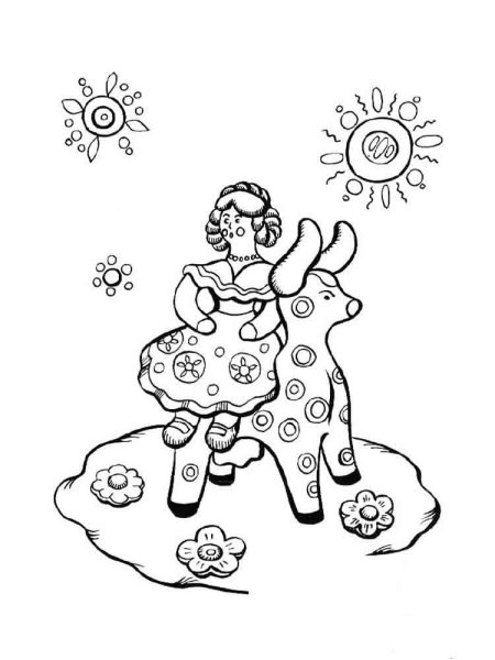 Дымковская игрушка раскраска