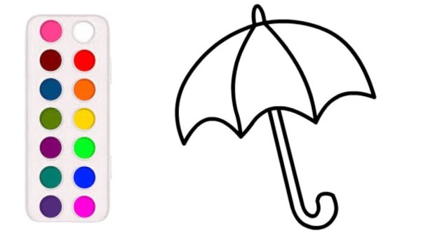 Разноцветные зонтики раскраска