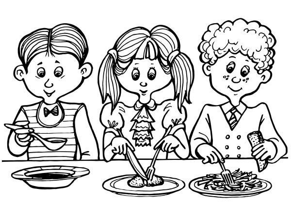 Раскраска этикет за столом для детей