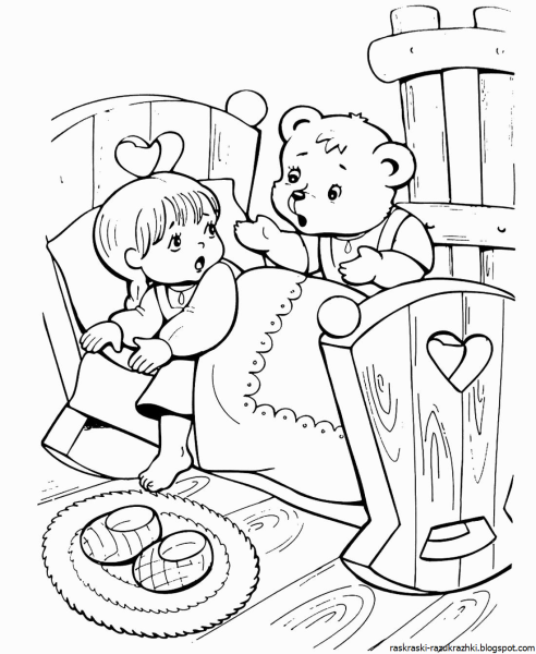 Раскраска к сказке три медведя для детей