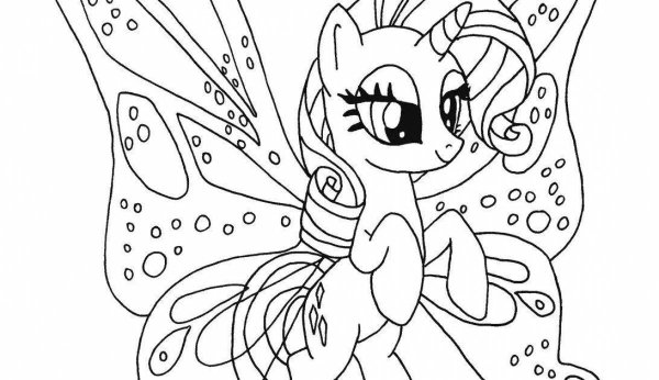 Пони бабочка раскраска