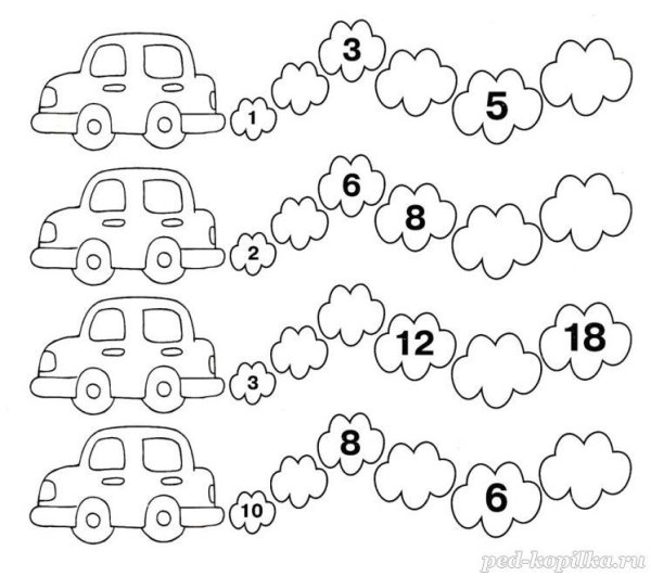 Задания по математике для дошкольников машинками