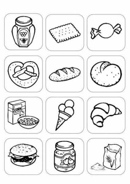 Раскраска полезные и вредные продукты