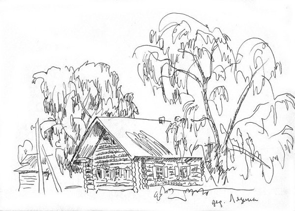 Пейзаж набросок для детей