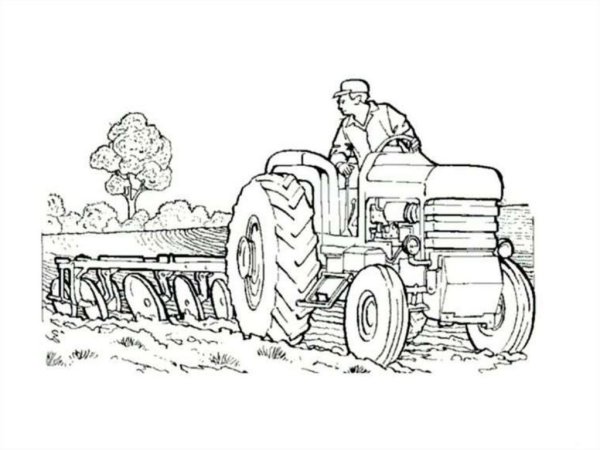 Раскраска для малышей. Трактор
