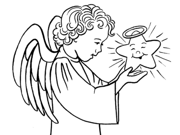 Рождественский ангел раскраска