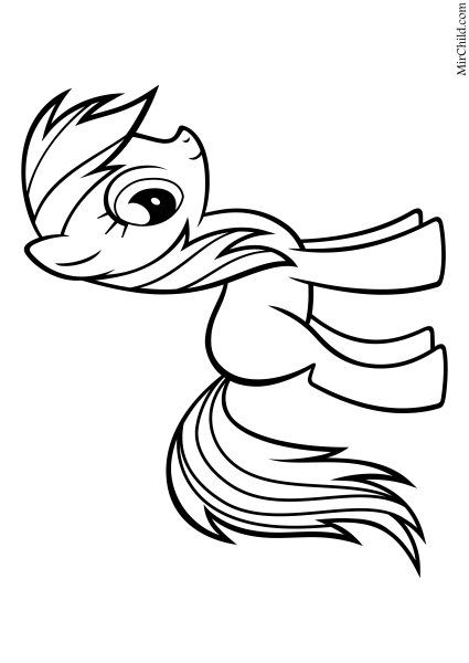 Раскраска пони Радуга Дэш Русалка