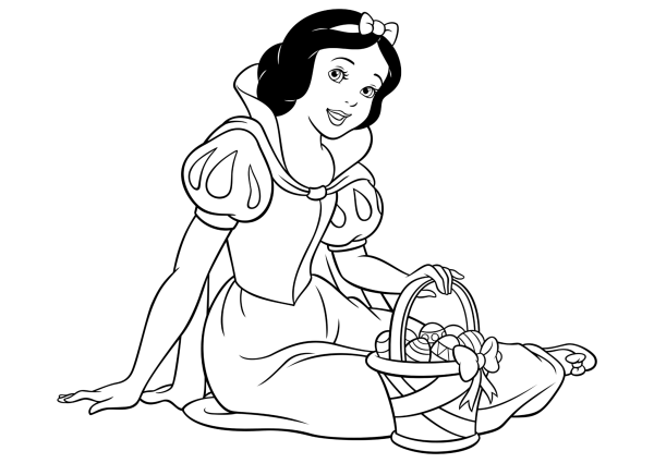 Раскраска принцессы Disney Белоснежка и семь гномов