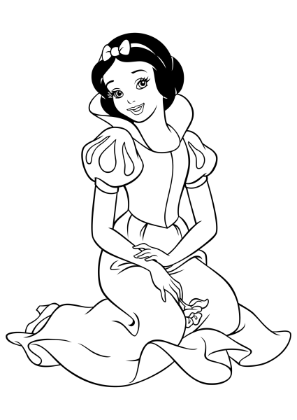 Раскраска принцессы Disney Белоснежка и семь гномов